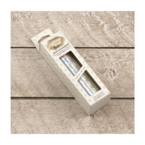 Hot foil iriserende kubuspatroon zilver