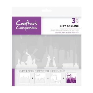 3D layering stencils city skyline