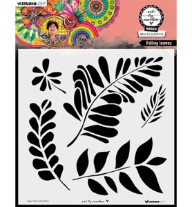 mask stencil falling leaves