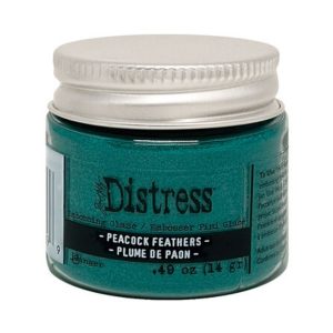 Distress embossing glaze peacock feathers